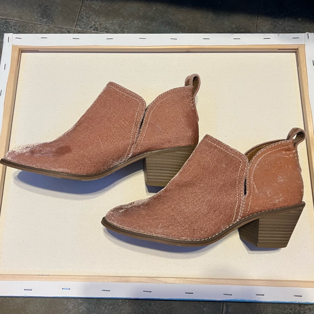 pink suede booties